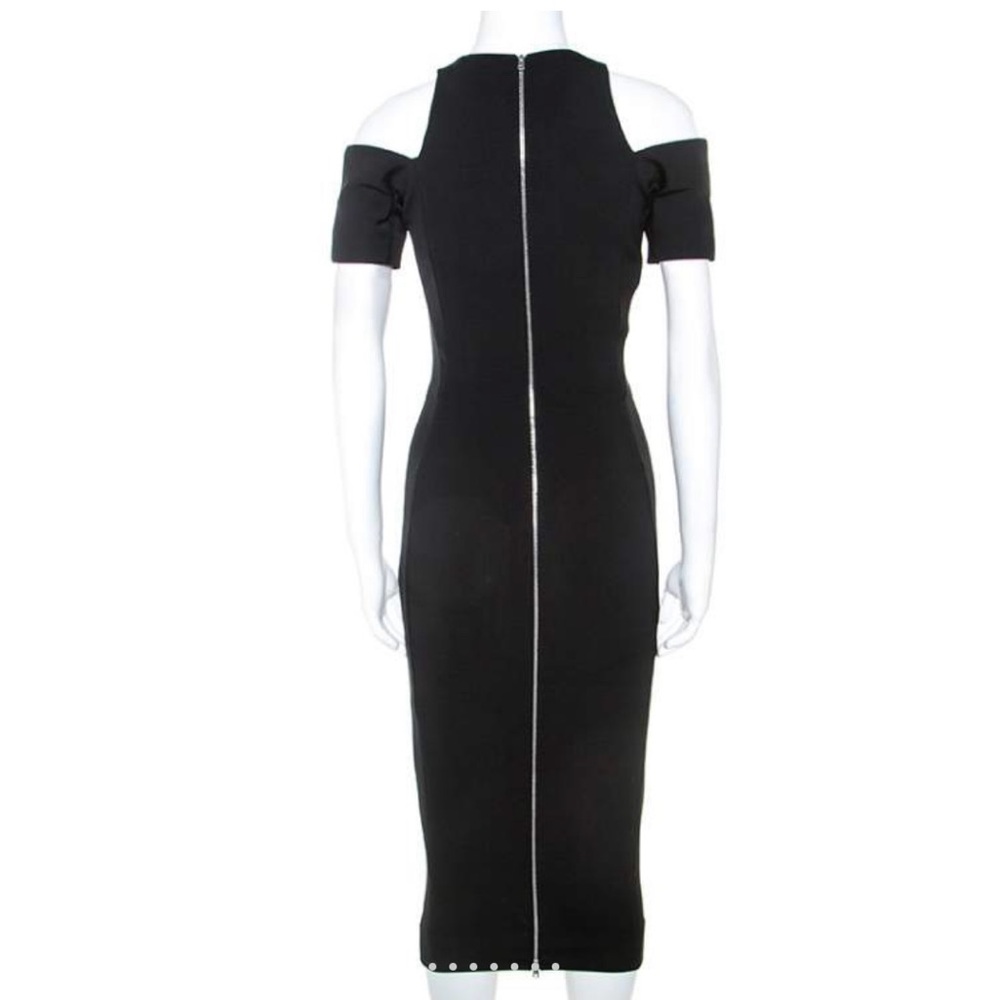 Victoria Beckham Black Midi Dress with Metallic Zipper